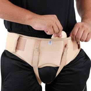 Hernia Belt for Men, Hernia Support Truss, Adjustable Waist Strap, 2 SOFT Removable Compression Pads, Breathable Material, Hernia Soft Pad Beige (Medium(32"-36")) Medium(32"-36")