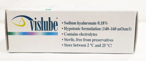 New Eye Drops Vislube Sodium Hyaluronate 0.18% for Treatment of Dry Eye and Ocular Surface Damage 20x0.3ml