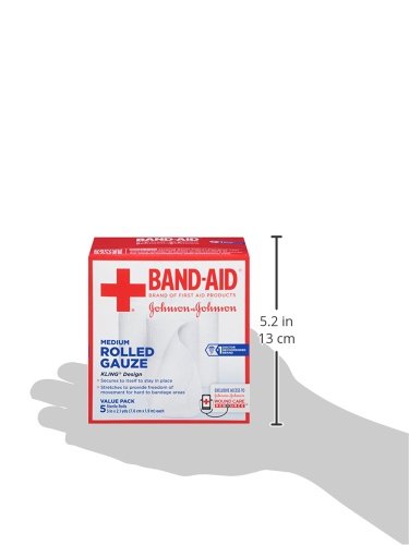 Band-Aid Brand of First Aid Products Flexible Rolled Gauze Dressing for Minor Wound Care, Soft Padding and Instant Absorption, 3 Inches by 2.1 Yards, Value Pack 5 ct 5 Rolls (Pack of 1)