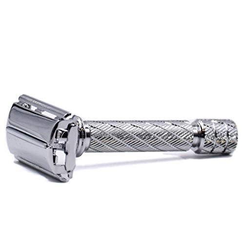 Parker 87R Compact Butterfly Safety Razor – Short Handle Twist-to-Open Brass Frame with Textured Grip for Precision Wet Shaving