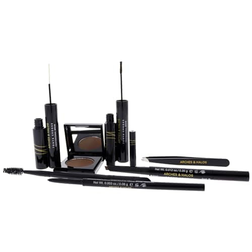 [Australia] - Arches & Halos - Ultimate Brow Hero Kit - Eyebrow Styling Makeup Kit, Pencil, Gel, Shading, Powder, Mousse, Natural and Bold Precise Brow Shaper - Hypoallergenic, Vegan - 7 Pc Kit, Medium 