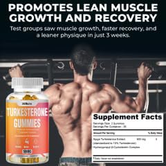 Turkesterone Supplement| Ajuga Turkestanica Extract High Strength Muscle Support Gummies| Muscle Recovery and Muscle Growth Supplements| Vegan High Strength Gummies, Free from Soy, Additives