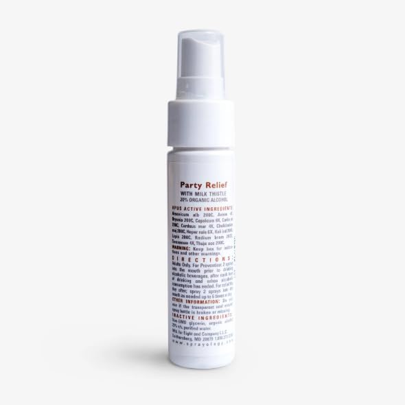 Sprayology Party Relief Recovery Spray | Relieves Symptoms of Alcohol-Related Discomfort with Milk Thistle, Taraxacum Officinale | Homeopathic Support for Headaches, Nausea & Dehydration (1.38 fl oz)