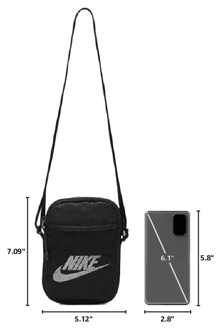 Nike Heritage Crossbody Black Shoulder Bag 17 x 23 x 6 cm Black/Black/(White) Solid