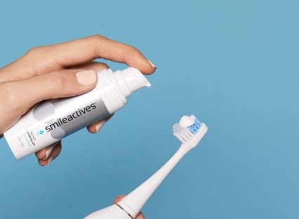 Smileactives Vibrite Sonic Electric Toothbrush Heads, 3 White/Blue Replacement Brush Heads with Firm Tip Bristles for Teeth Whitening and Cleaning, Helps Remove Plaque (Not Compatible w/Wave Version)