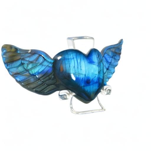Labradorite Heart Crystal Heart Labradorite Stones Heart Crystal Healing Crystal Crystal Heart with Wings