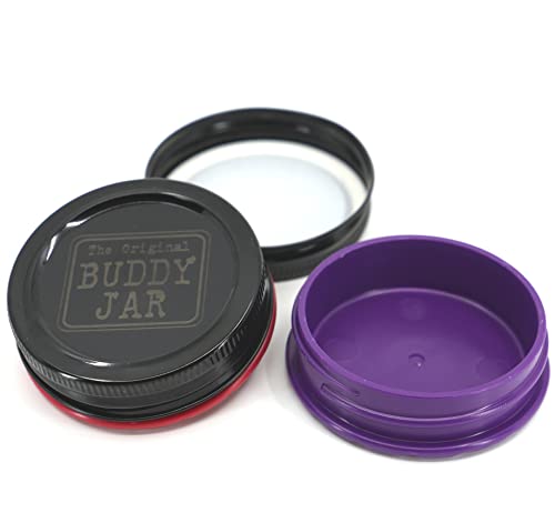 Smell Proof Stash Jar Bundle – Airtight Herb Storage Containers, Portable & Travel-Friendly, 55ml/1.8oz, Set of 4, Red Purple Green Black