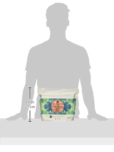 [Australia] - L. Pure Cotton Topsheet Pads for Women, Regular Absorbency, Ultra Thin Pads with Wings, Unscented menstrual pads, 56 Count (Packaging May Vary) 