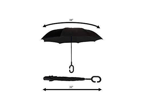 ShedRain Unbelievabrella Reverse Windproof Umbrella, Hands-Free Handle | Inverted Umbrella, Car Umbrella, 48" Arc, Double Layer Canopy, Hands-Free Design, Self-Standing Inga