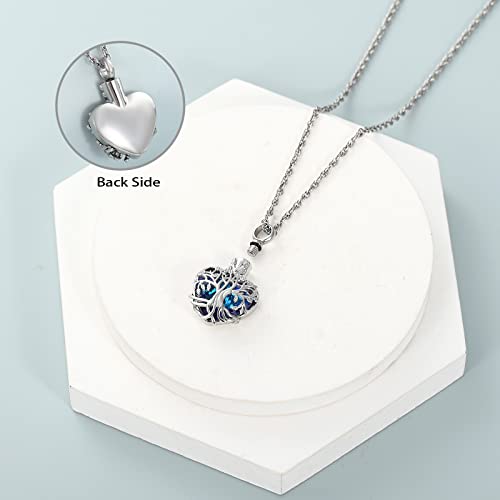 shajwo Tree of Life Heart Urn Necklace Silver-blue