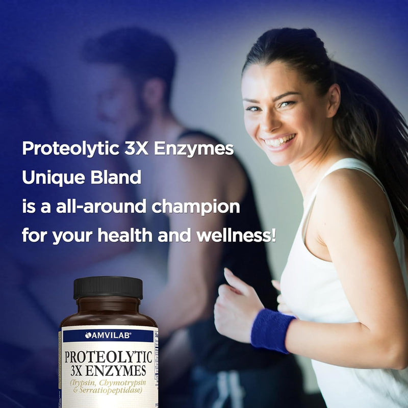 [Australia] - Amvilab Proteolytic Enzymes: Trypsin & Chymotrypsin, Anti-Inflammatory Supplement, Supports Tissue Health, Reduces Edema & Inflammation caused by Tissue Injury, Helps with Fast Recovery - 60 capsules 