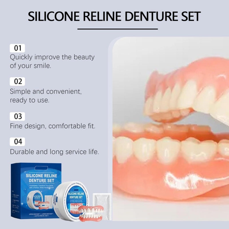 [Australia] - Tooth Repair Kit, Dentures for Women and Men, Silicone Dentures Upper and Lower, Fix Your Smile at Home Within Minutes, Natural Shade False Teeth & Veneers 1 pkg 1 pair 