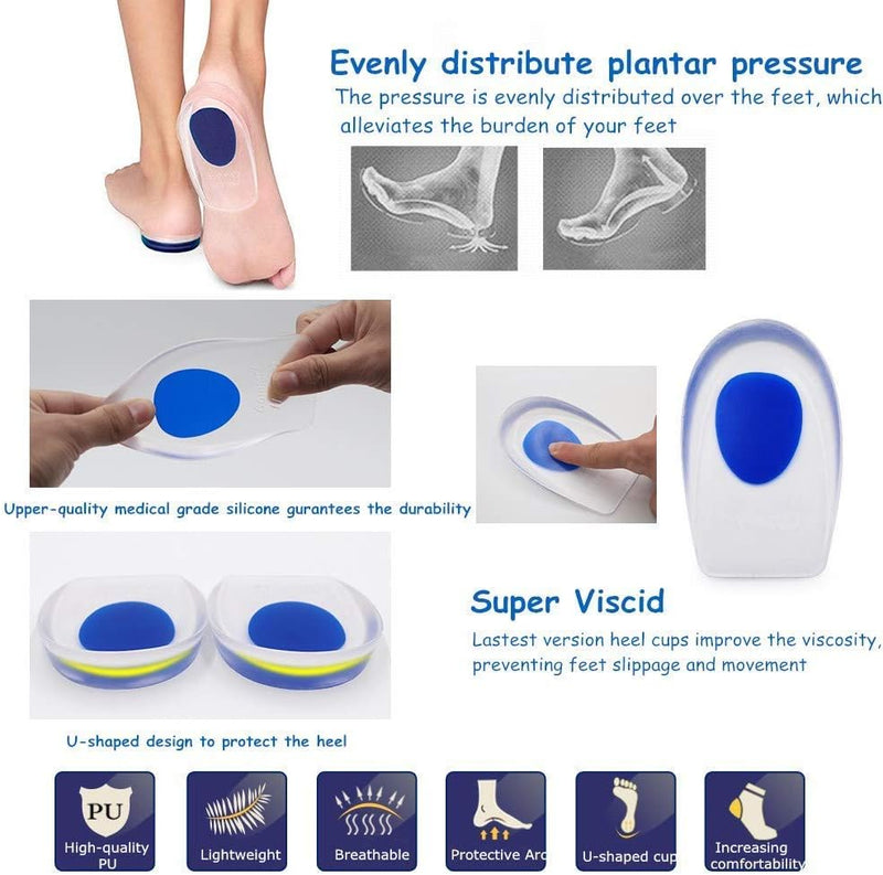 [Australia] - ViveSole Silicone Gel Heel Cups - Shoe Inserts for Plantar Fasciitis, Sore Heel Pain, Bone Spur & Achilles Pain - Pad & Shock Absorbing Support (UK Men's (5.5 - 9)) UK Men's (5.5 - 9) 