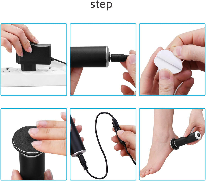[Australia] - Electric Foot File for Hard Skin (Speed Adjustable) with 60pcs Replacement Pads, Powerful Electric Callus Remover Pedicure Hard Dead Foot Skin Removal Machine Women Men Use (Gray) 