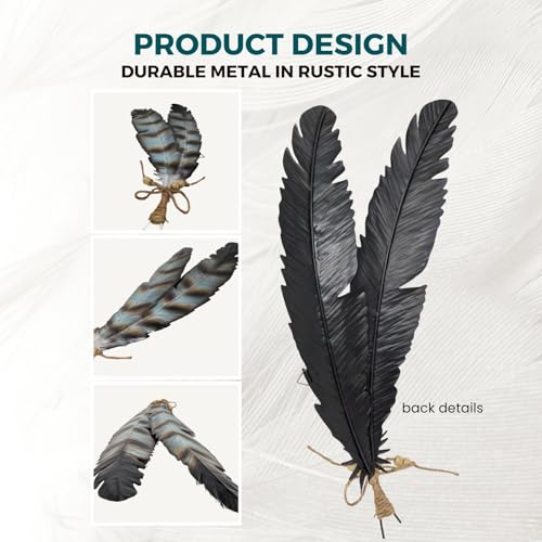 AMAJY Rustic Metal Feathers Wall Hanging Decor - Southwest Boho Chic Art