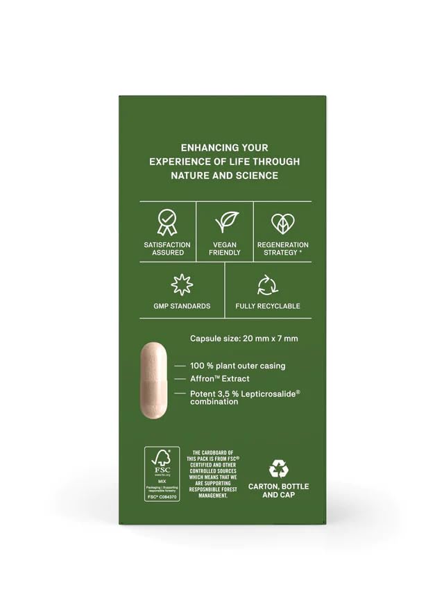 Saffron Bioactive 30 Vegan Capsules, Affron Extract, Tested Purity, Assured Content with 3.5% Lepticrosalides, Organically Produced