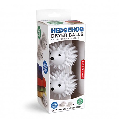 [Australia] - Kikkerland Hedgehog Laundry Dryer Balls, Reusable Laundry Softener, Reduces Clothing Wrinkles and Saves Drying Time, Plastic, White, 1 EA, Set of 2 