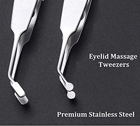 Meibomian Gland Expressor Professional Forceps Premium Stainless Steel Eyelid Massage Tweezers for Dry Eyes, High Precision Tweezer Tools - Rectangle Tip