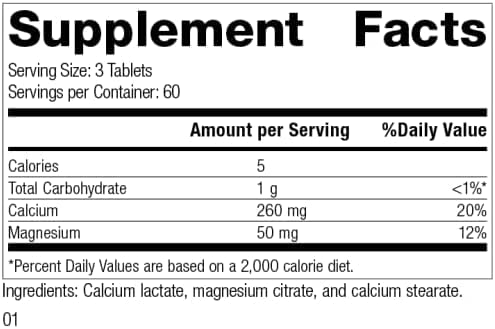 [Australia] - Standard Process Calcium Lactate - Immune Support and Bone Strength - Bone Health and Muscle Supplement with Magnesium and Calcium - 180 Tablets Unflavored 180 Count (Pack of 1) 