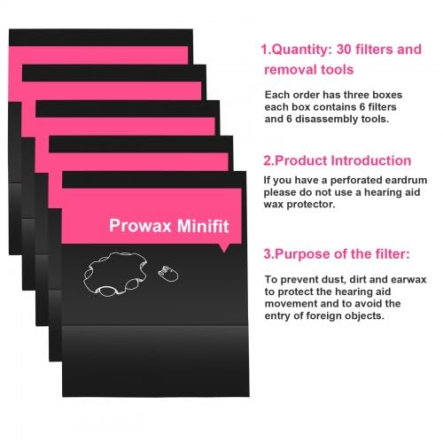 ProWax MiniFit Filters Hearing Aid Supplies ProWax MiniFit Replacement Hearing Aid Wax Guard Filters, ProWax MiniFit Cerumen Filters for Hearing Aids, Hearing Aid Wax Guards (5 Packs/30 pcs)