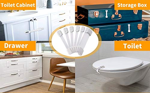 [Australia] - 6 Pack Vmaisi Multi-Use Adhesive Straps Locks - Childproofing Baby Proofing Cabinet Latches for Drawers, Fridge, Dishwasher, Toilet Seat, Cupboard, Oven,Trash Can, No Drilling (White) (6) 6 