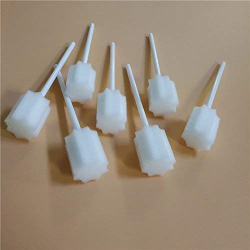 Oral Swabs Disposable- Untreated and Unflavored Mouth Oral Cleaning Sponge Toothbrushes White 100 Counts