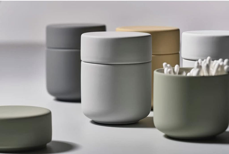 Zone Denmark Ume Cosmetic Jar with Lid (Taupe) | Elegant and Functional Storage Solution, Suitable for Beauty Essentials, Infusing Scandinavian Design into Your Vanity Space Beige (Taupe)