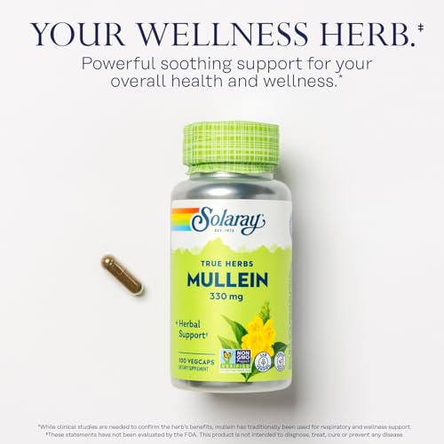 SOLARAY Vitamin C 1000mg and Mullein Leaf Wellness Bundle - Time Release Vitamin C Supplement and Mullein Capsules, Traditionally Used for Wellness Support - Vegan, 60-Day Guarantee, 275/100 VegCaps