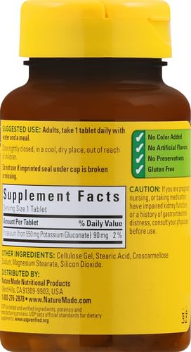 [Australia] - Nature Made Potassium Gluconate 550 mg, Dietary Supplement for Heart Health Support, 100 Tablets, 100 Day Supply 100 Count (Pack of 1) 