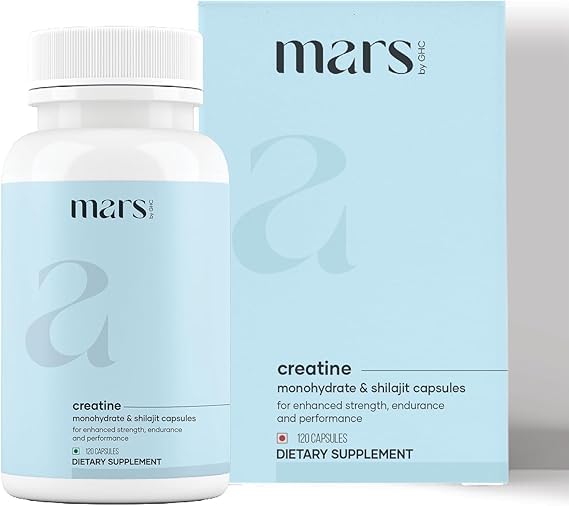 Mars by GHC Micronized Creatine Monohydrate Caps | Powered with Shilajit | 120 Capsules | Pack of 1 (240)