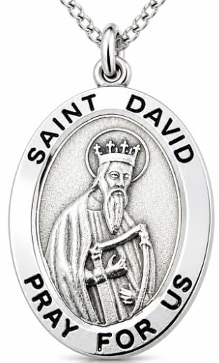 Westmon Works St David Solid Pewter One Inch Saint Medal with Stainless Steel Chain