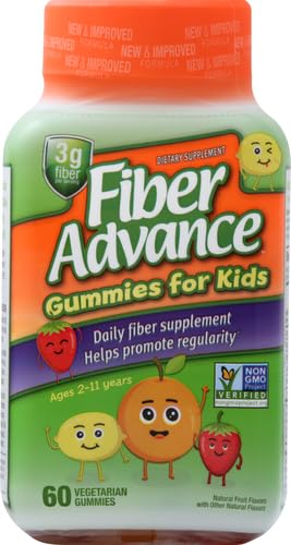 Fiber Advance Gummies for Kids | 100% Plant Based Fiber Supplements for Digestive Health | Prebiotic Fiber Gummies | Vitamins for Kids | Gluten Free, Vegetarian, & Non-GMO, 60 Count