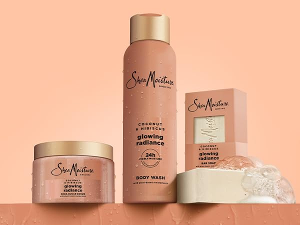 [Australia] - SheaMoisture Shea Sugar Body Scrub For Glowing Radiance Coconut Hibiscus Glowing Radiance Body Scrub With 24h Shea Moisture Nutrients 12 oz 
