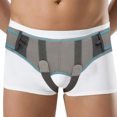 Hernia Belt for Men Post Surgery| Single Inguinal Hernia Pain Relief |Truss Support Brace with 2 Removable Compression Pads (Gray, Large) Gray