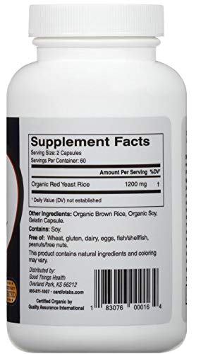 [Australia] - Red Yeast Rice - 30 Day Supply of 1200 mg Red Yeast Rice Supplements - Gluten Free Capsules Made with Certified Organic Red Yeast - 100% American Made Health Supplements - 120 Capsules 