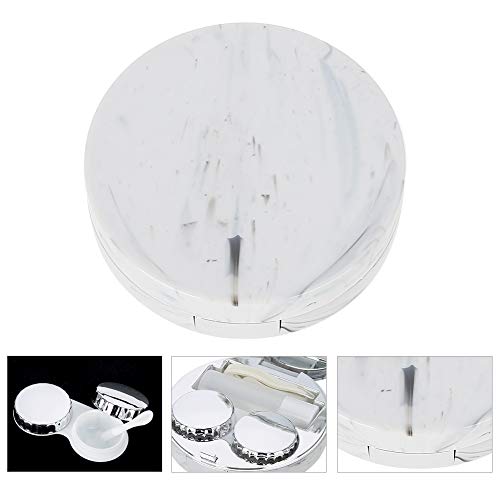 [Australia] - Sonew Portable Plastic Marble Eye Contact Lens Case Set Includes (4 Colors) White 