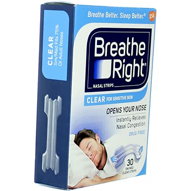 [Australia] - Breathe Right Nasal Strips Clear Sensitive Skin Small/Medium - 30 Strips, Pack of 4 