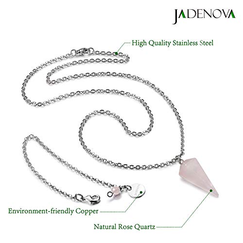 JADENOVA Powder crystal conical pendant necklace Natural Rose Quartz
