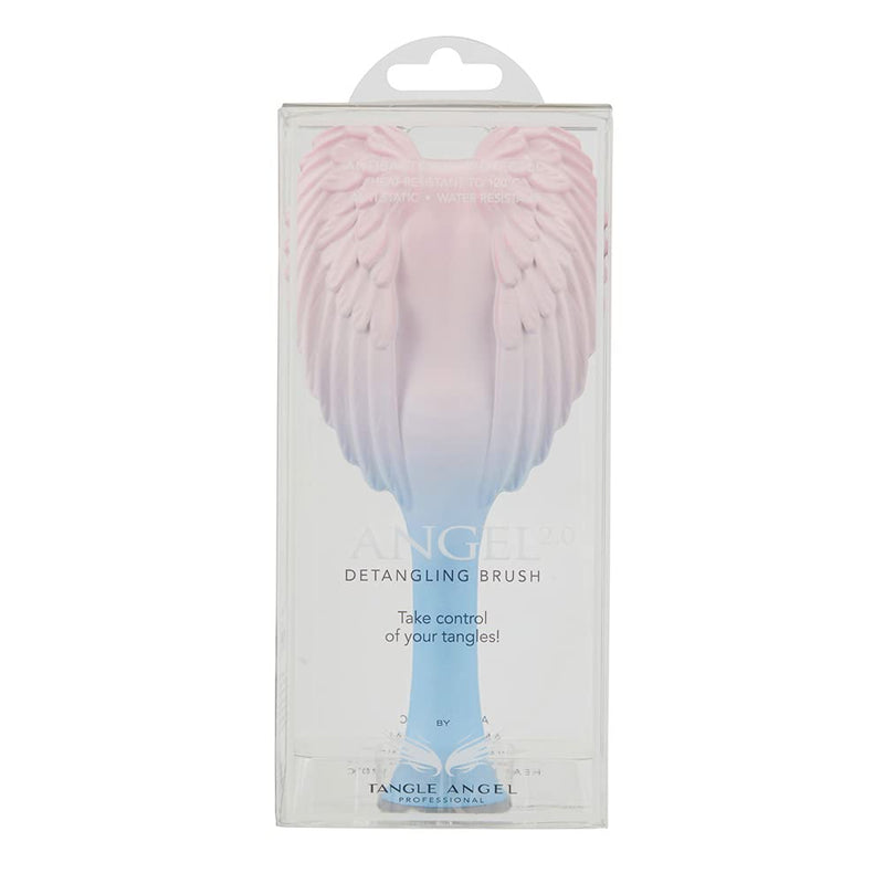 Detangling Hair Brush - Anti Static Angel Wing Hair Brush with Soft & Flexible Bristle for Straight & Wavy Hair - Tangle Angel Hair Detangler Brushes for Blow Drying & Shower - Two Tone Pink Blue Ombre Rose Pink
