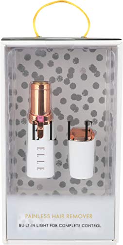 [Australia] - Elle Painless Hair Remover - Built-in LED Light, Removes Lip, Chin, and Cheek Hair, Suitable for All Skin Types (White) 