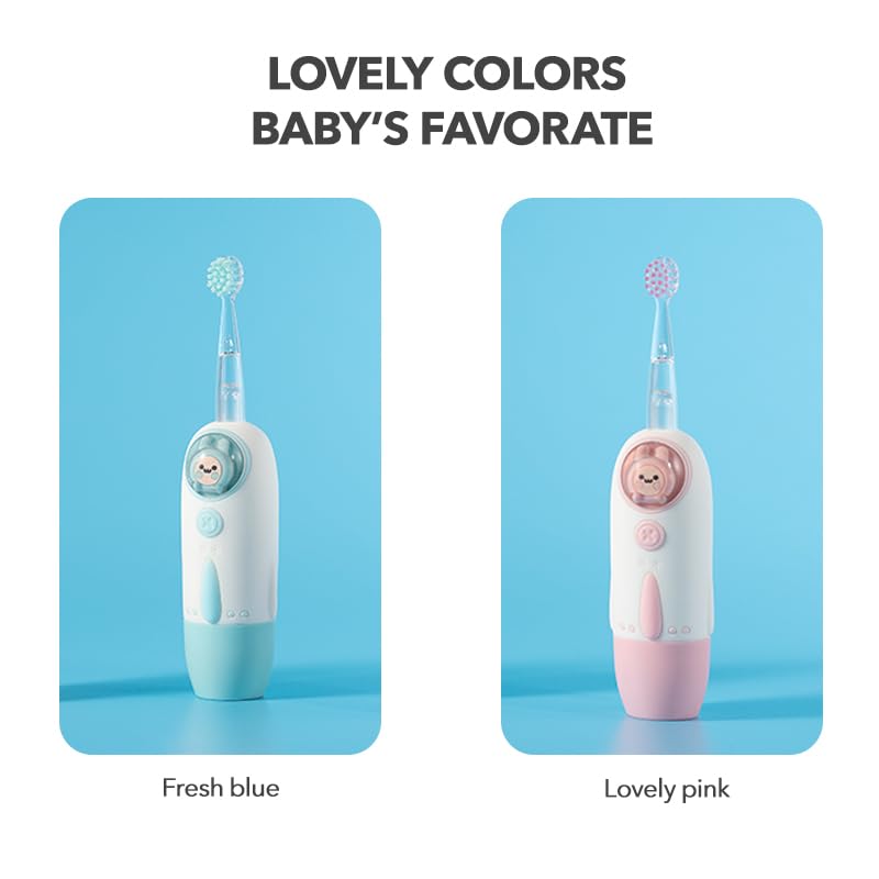 [Australia] - Kid's Electric Toothbrush with 7 Colored Lights & 2 Brush Heads - Fun Colorful Space Capsule with Cute Rabbit Astronaut. Enjoy Clean Teeth with Move-on Reminder (Lovely Pink) Lovely Pink 