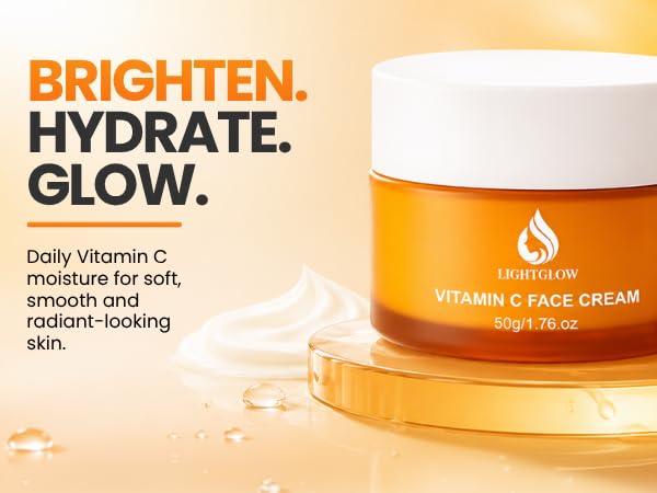 Vitamin C Cream for Face, Dark Spot Corrector & Brightening Face Moisturizer for Anti-Aging, Wrinkles & Uneven Skin Tone, 1.76 oz