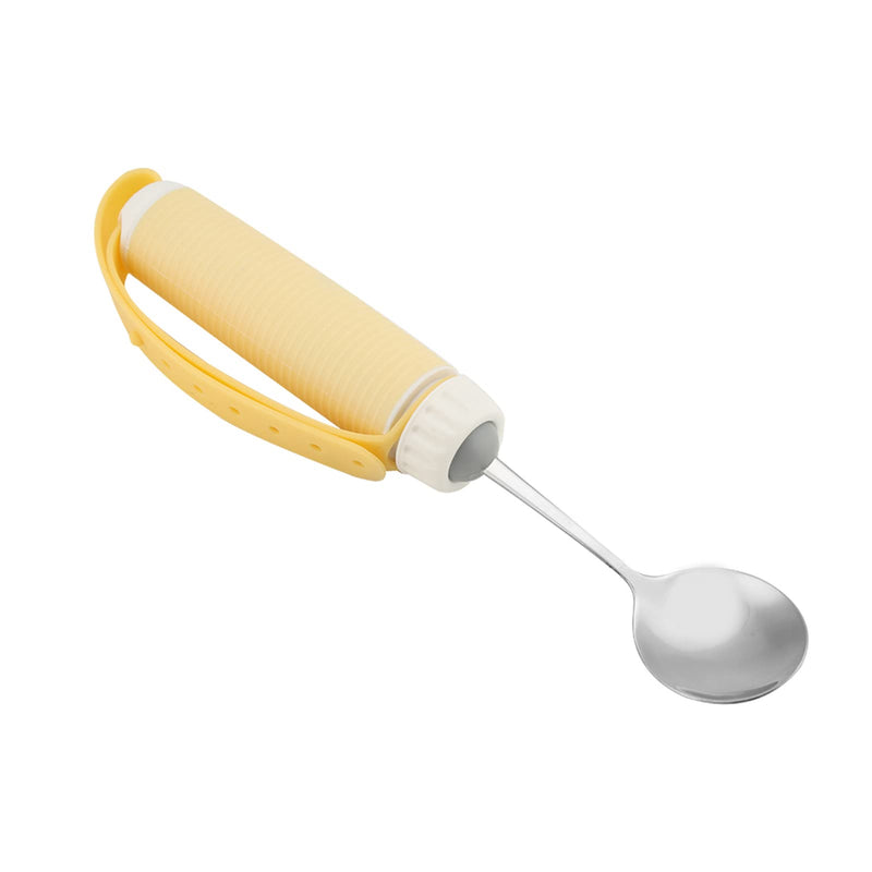 BORDSTRACT Adaptive Utensils, Flexible Fork/Spoon with Adjustable Strap, Rotatable Tip and Nonslip Handle, Eating Utensils for Parkinson’s, Arthritis, Elderly, Disabled(Spoon)