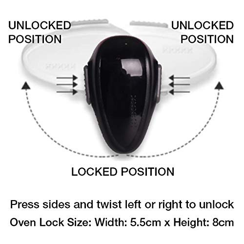 [Australia] - Oven Door Lock Child Safety, Heat-Resistant Easy to Install, Childproof Oven Locks for Toddlers, no Screws or Drills swivel mechanism rotation (Black) Oval Black 