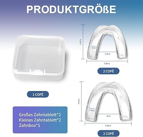 [Australia] - Nighttime grinding splint, transparent splint, against nighttime bruxism and snoring, dental splint for better sleep, 4 moldable mouthpieces, against teeth grinding, with storage box, transparent color 1014 