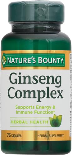 [Australia] - Nature's Bounty Ginseng Complex Capsules Supports Vitality & Immune Function, 75 Capsules Unflavoured 75 Count (Pack of 1) 