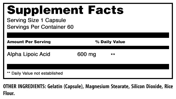 [Australia] - Amazing Formulas Alpha Lipoic Acid | 600 Mg Per Serving Supplement | Capsules | Non-GMO | Gluten Free | Made in USA (60 | 1 Pack) 