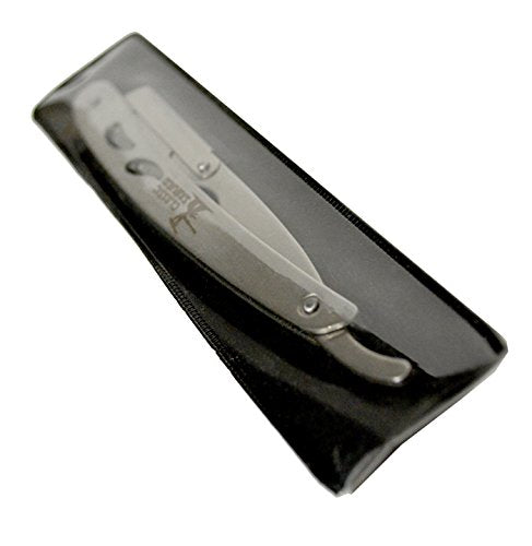 [Australia] - CS-102 Stainless Steel Professional Barber Straight Edge Razor with 100 Lord Single Edge Razor Blades (Silver Metal) 