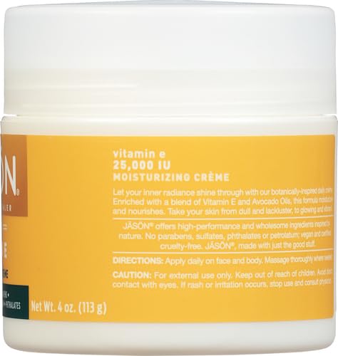 JASON Vitamin E Antioxidant Intensive Crème Face & Body Moisturization,25,000 IU Body Cream Moisturizer,4 Fluid Ounces,(Pack of 2) 4 Ounce (Pack of 2)