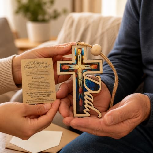 Cross Suncatcher, Christian Christmas Ornament for Dad